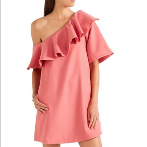 Paper London Pink Wool One Shoulder Ruffle Dress size 14